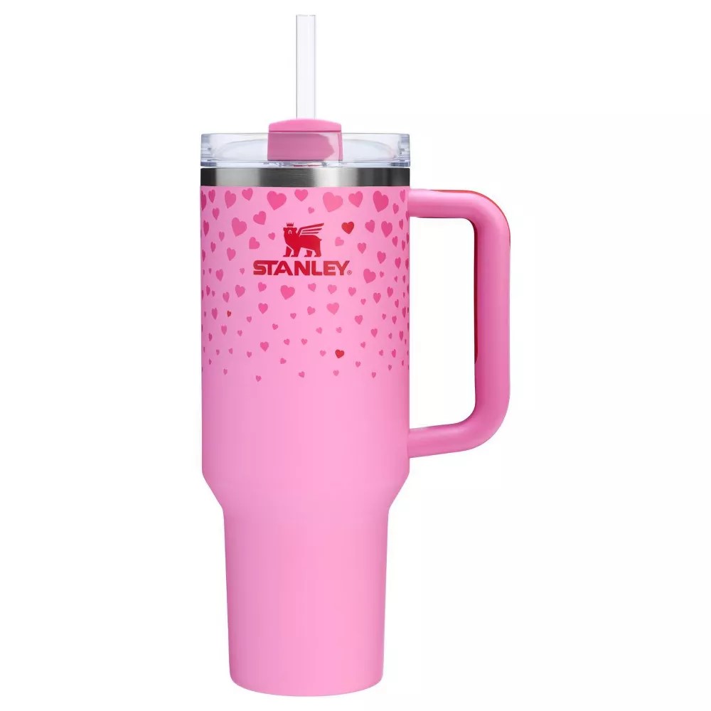 Sweet Hearts H2.0 Flowstate Quencher Tumbler - 40 oz Stainless Steel Pink Mother's Day Valentine's Day Gift